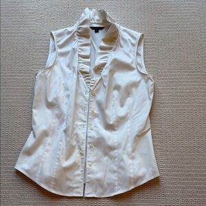 Brooks Brothers White Sleeveless Ruffle Button Down Blouse Size 6